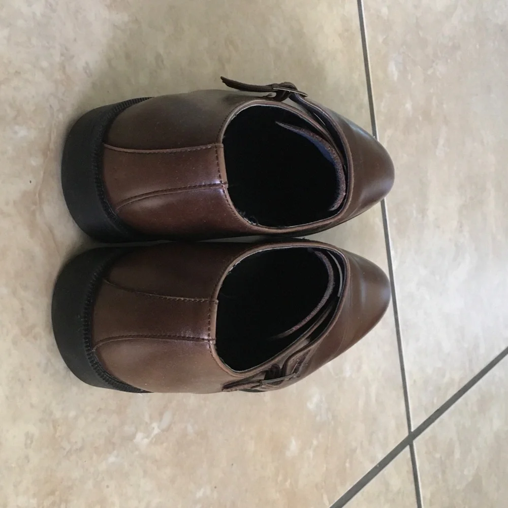 Joseph Abboud Brown Leather Single Monk Strap Oxfords
